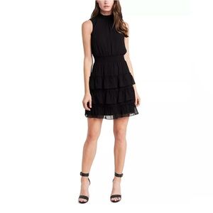 MSK Black Sleeveless Tiered Mini Dress